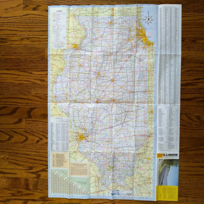 1966 Official Illinois State Highway Transportation Travel Road Map