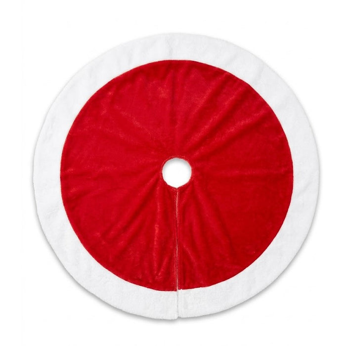 36" Plush Red & White Faux Fur Trimmed Christmas Tree Skirt | Wholesale