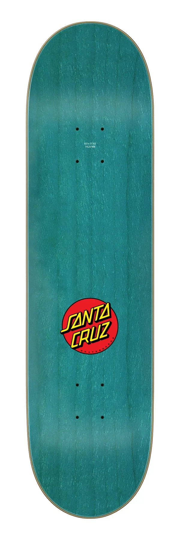 Santa Cruz 8.0in Dot Guy skateboard deck angled view