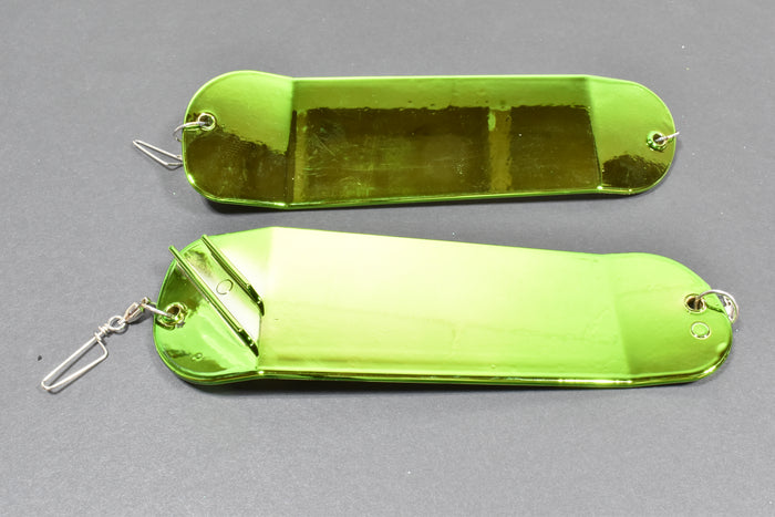 8.5" Double Finned Flasher Blank - Chrome Green Chartreuse