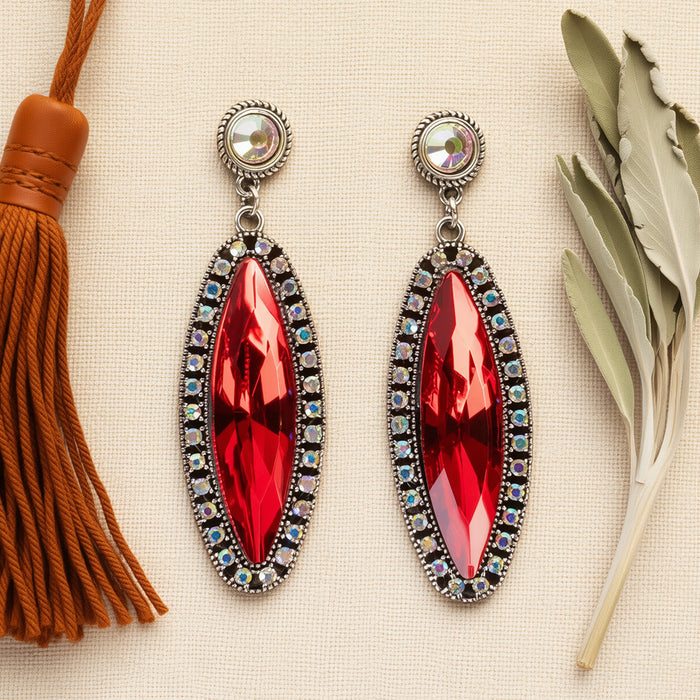 93656 - Crystal Earrings - Red