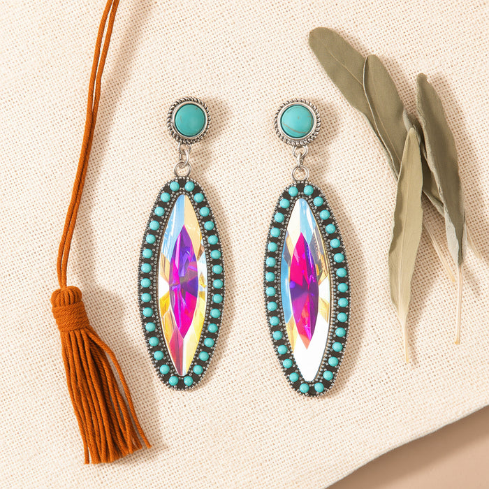 93656 - Crystal Earrings - Turquoise & AB