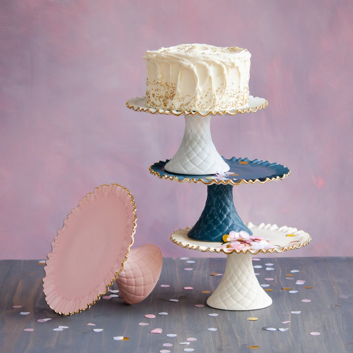 Blue Ruffle Cake Plate