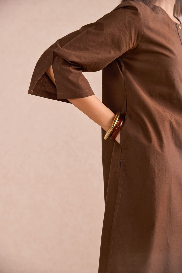 Chocolate Brown Cotton Co-ord Set - Tara-C-Tara