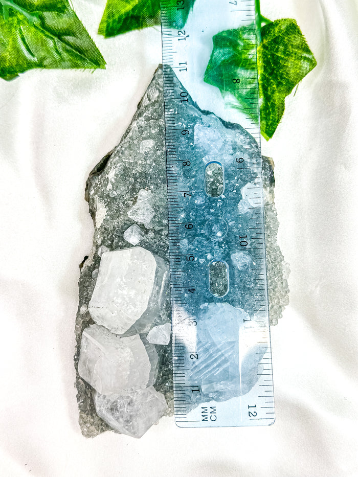 Clear Apophyllite on Blue Chalcedony Specimen #7