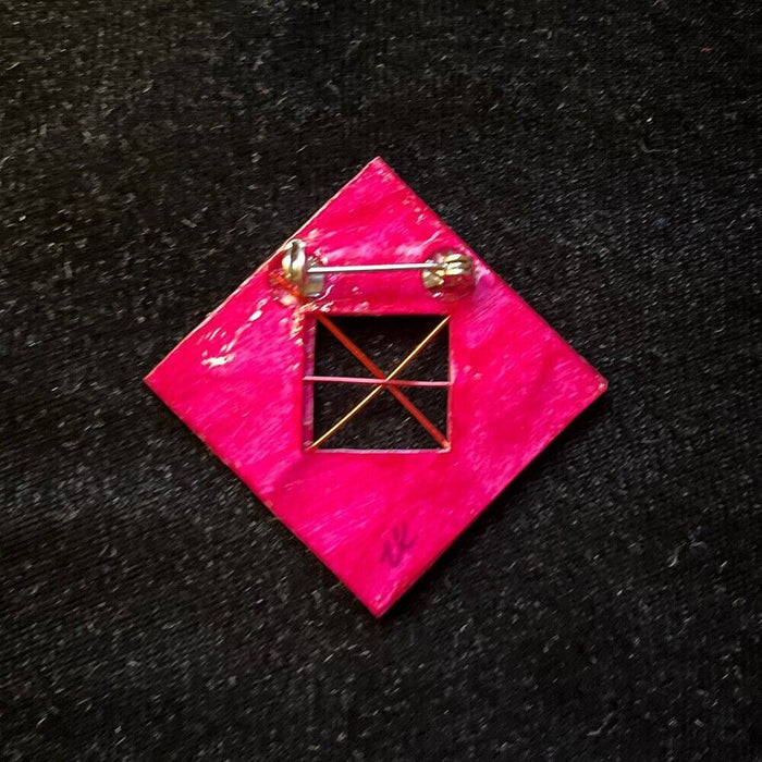 Curvy Square Jewelry Art Brooch in blue Violet Red Pink and Ultramarine Blue
