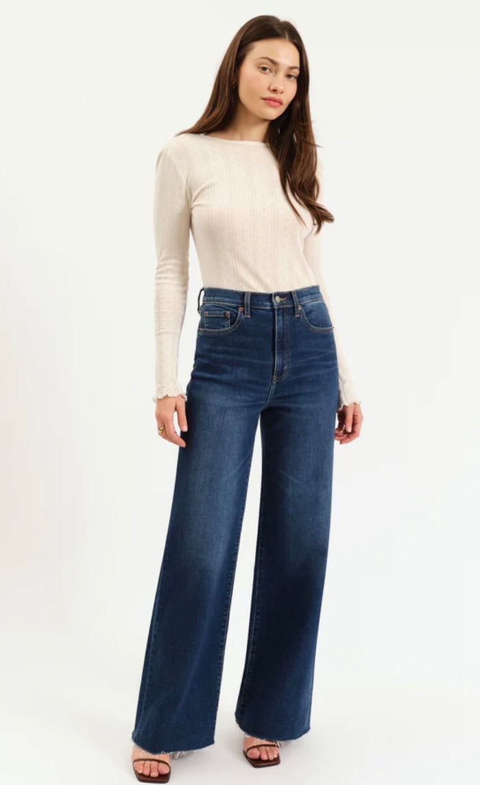 DAZE FAR OUT W/OUT SEAMING - HIGH RISE WIDE LEG-WATERFALL