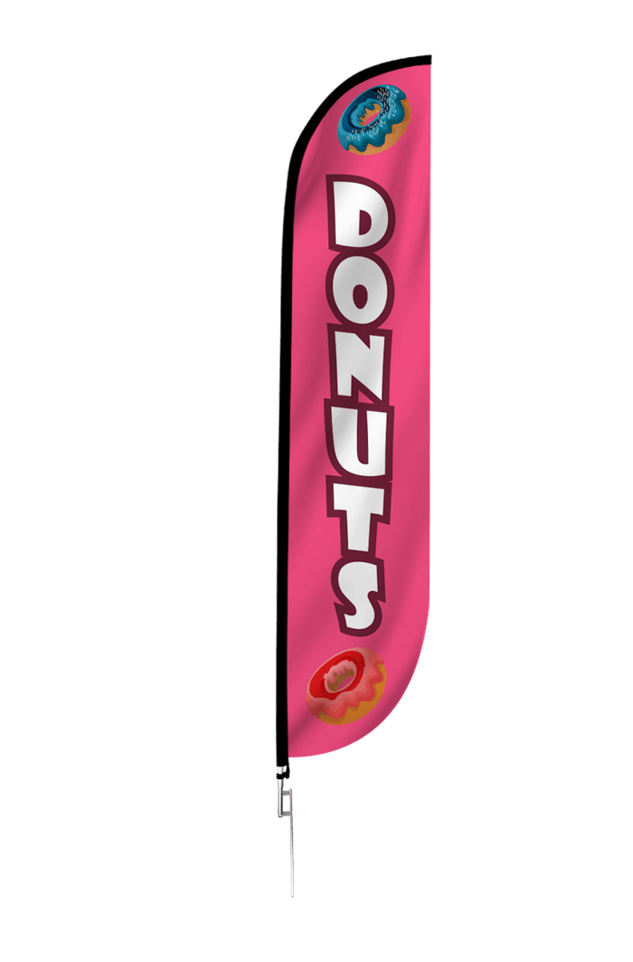 Donuts Feather Flag Pink