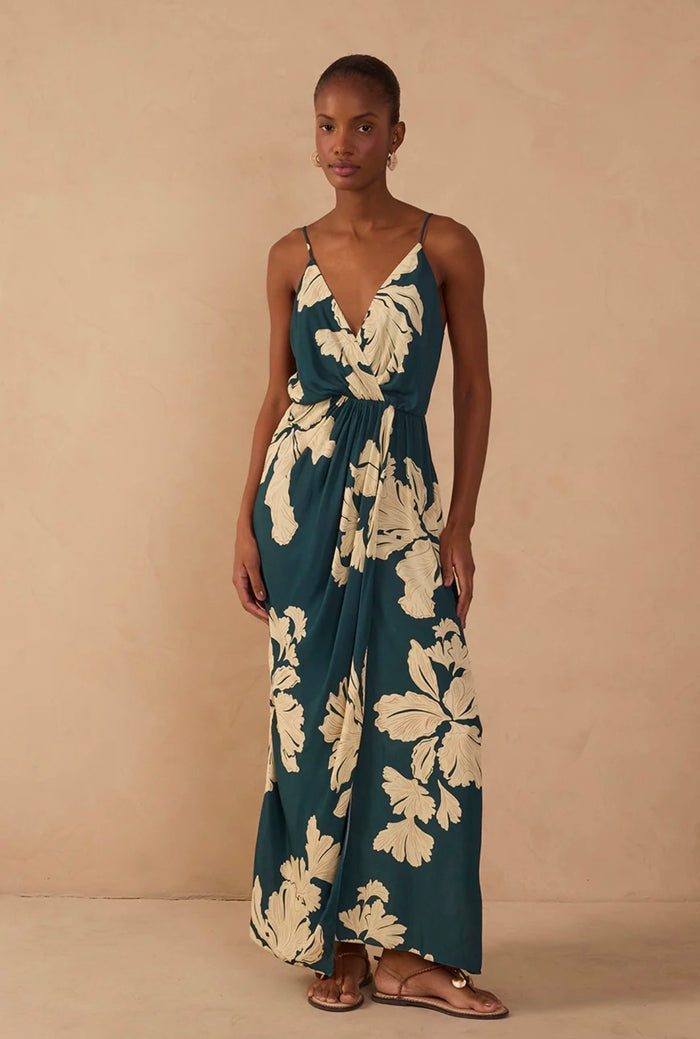 DRESS TO FLORAL DARPED MAXI DRESS