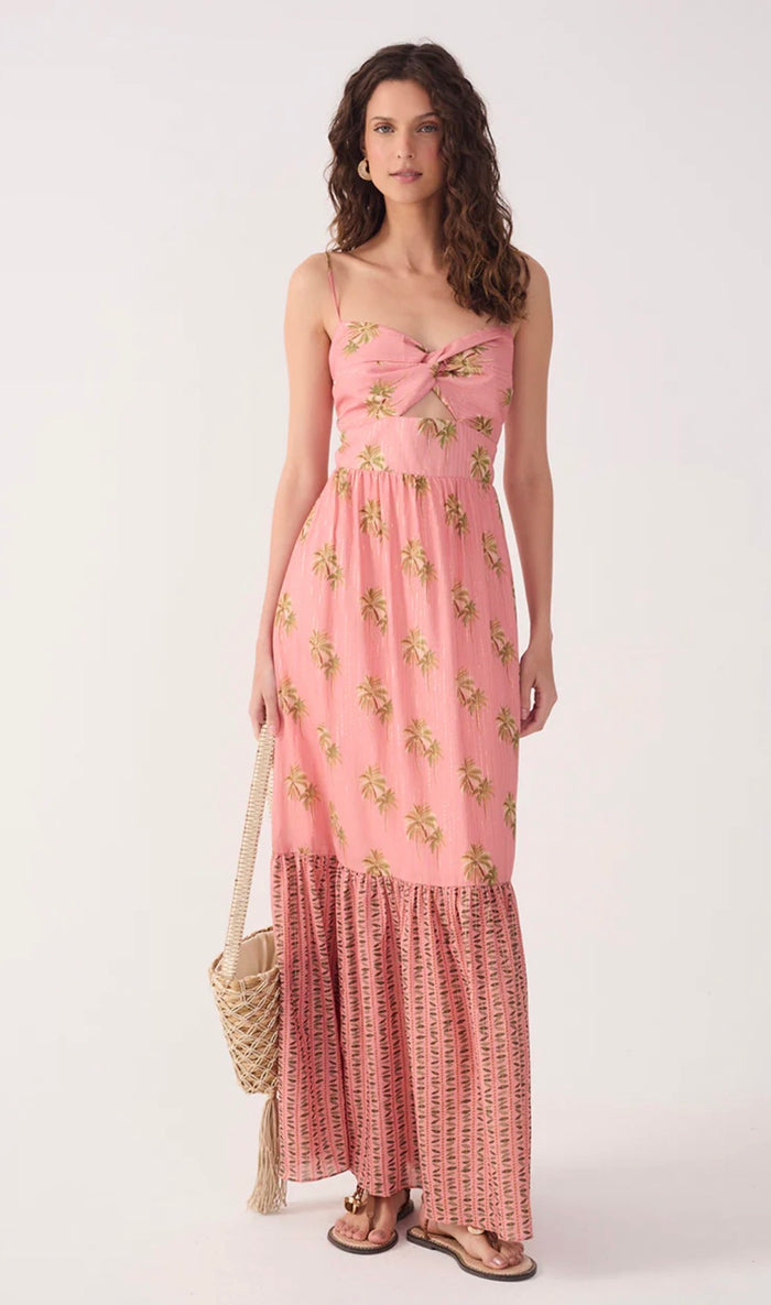 DRESS TO Pink Oásis Cut-Out Tiered Maxi Dress