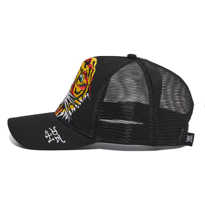 Ed Hardy Embroidered Tiger Head Hat Black - EHH0001-1