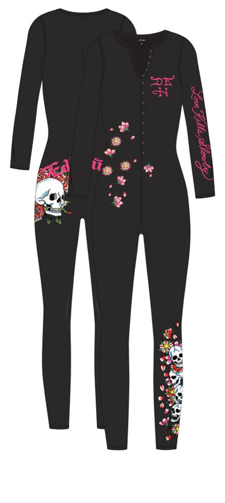Ed Hardy Flower Skull Long Sleeve Pajama - EHW9004-1FN
