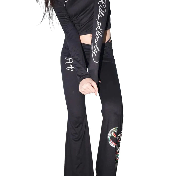 Ed Hardy Panther Snake LS/Fold Over Yoga Pants - EHW1009-2