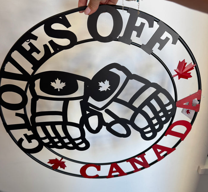 GLOVES OFF-CANADA HOCKEY Metal Wall Décor (2-2.4).