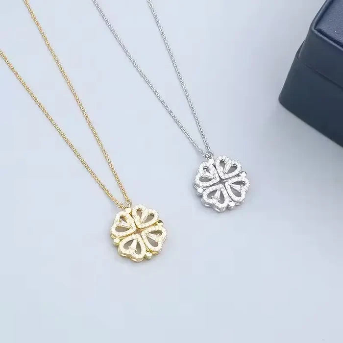 Heart Clover Silver Necklace