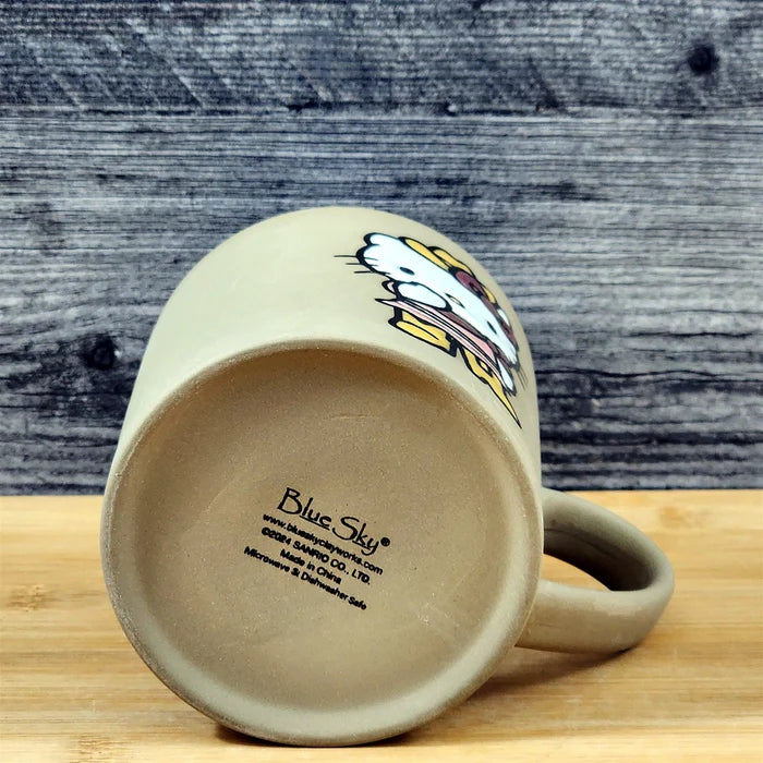 Hello Kitty Coffee Mug Cowgirl Brown Embossed Ceramic Tea Cup Blue Sky 18oz