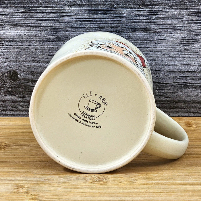 Holiday Santa Coffee Mug Embossed Christmas Cup Ceramic Red by Blue Sky 18oz