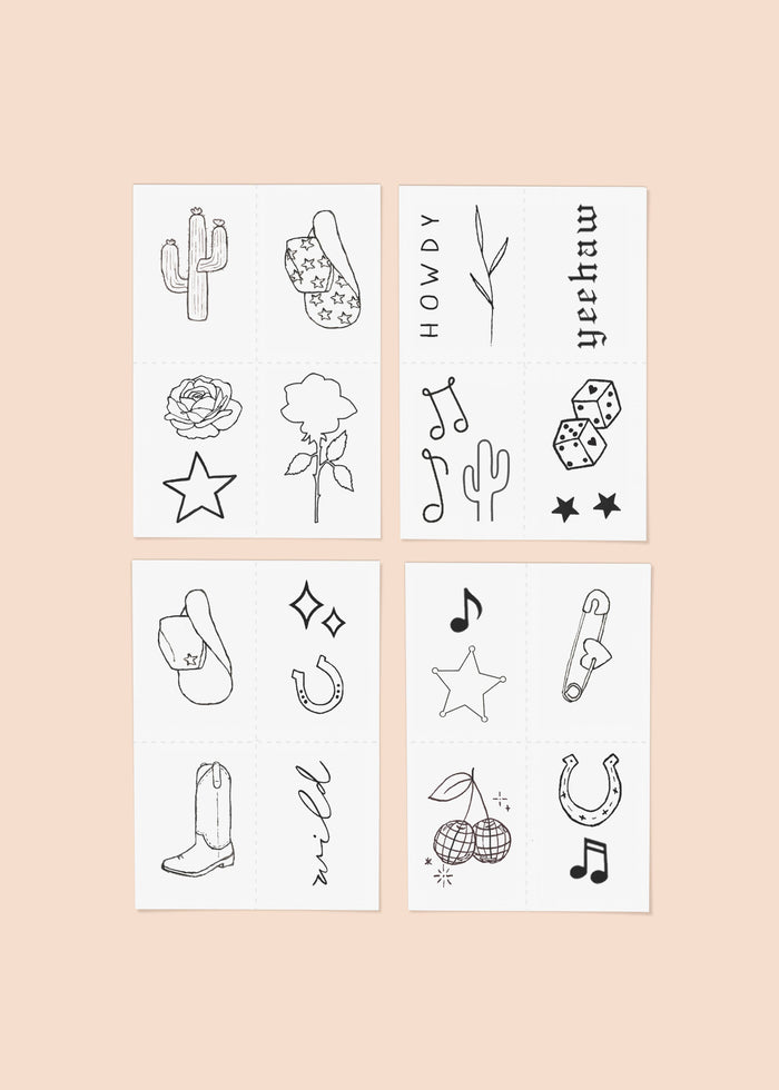 INKED BY DANI Disco Cowgirl Temporary Tattoo Pack
