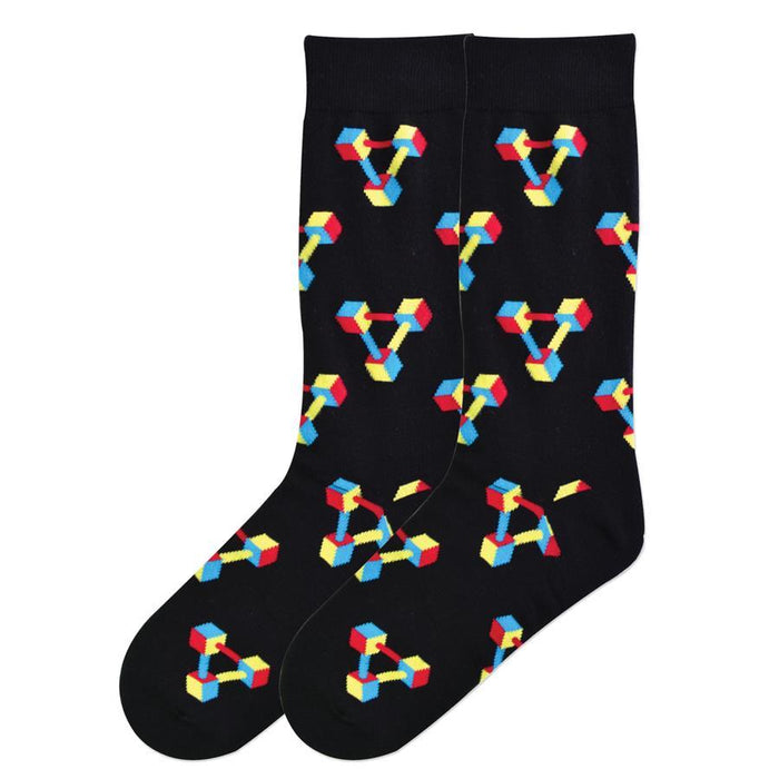 K. Bell Mens 3D Triangles Socks One Size Black - KBMS15H070-01