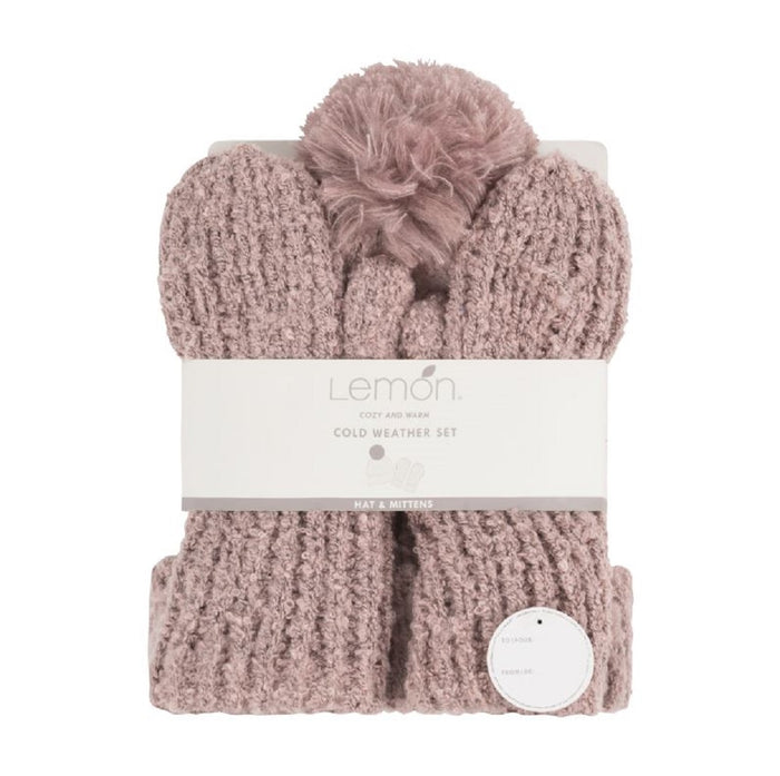 Lemon Women's Snow Storm Beanie and Mitten Set One Size - CW-1045
