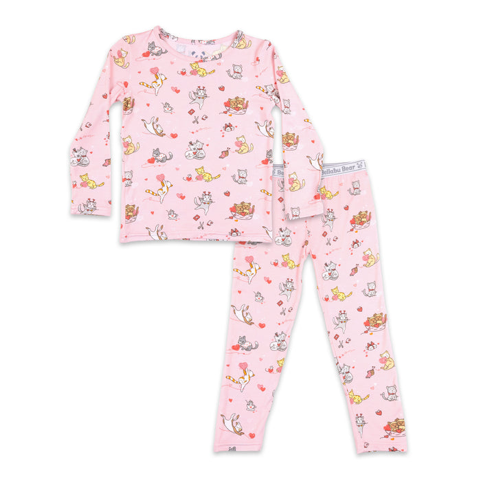 Love Kittens Bamboo Kids Pajamas