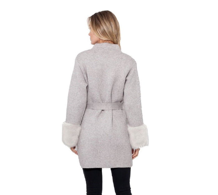 Love Token Ginny Knit Cardigan w-Faux Fur Trim - LT31-13