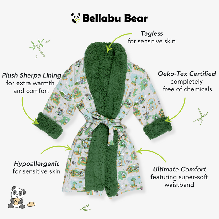 Minecraft: Overworld Dreams bamboo Adult Sherpa Bathrobe