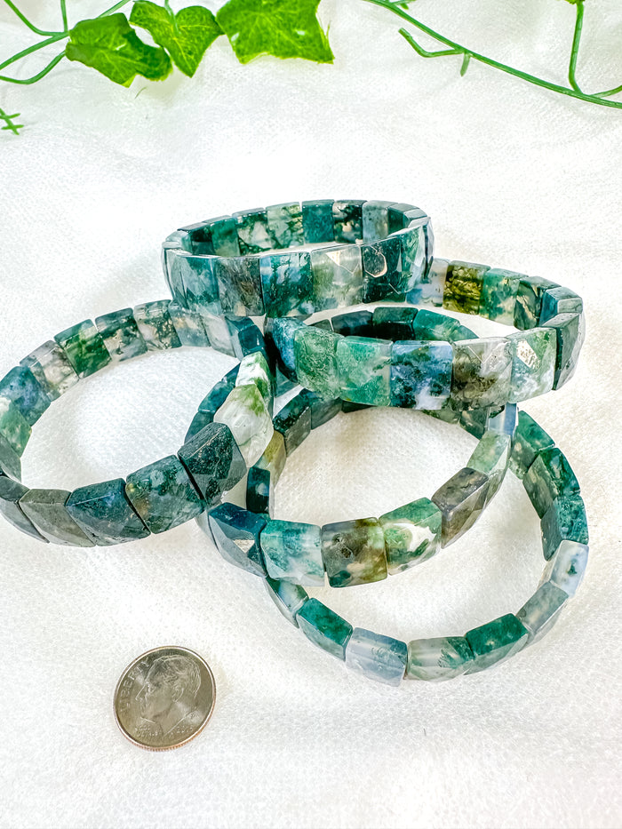 Moss Agate Rectangular Bangle