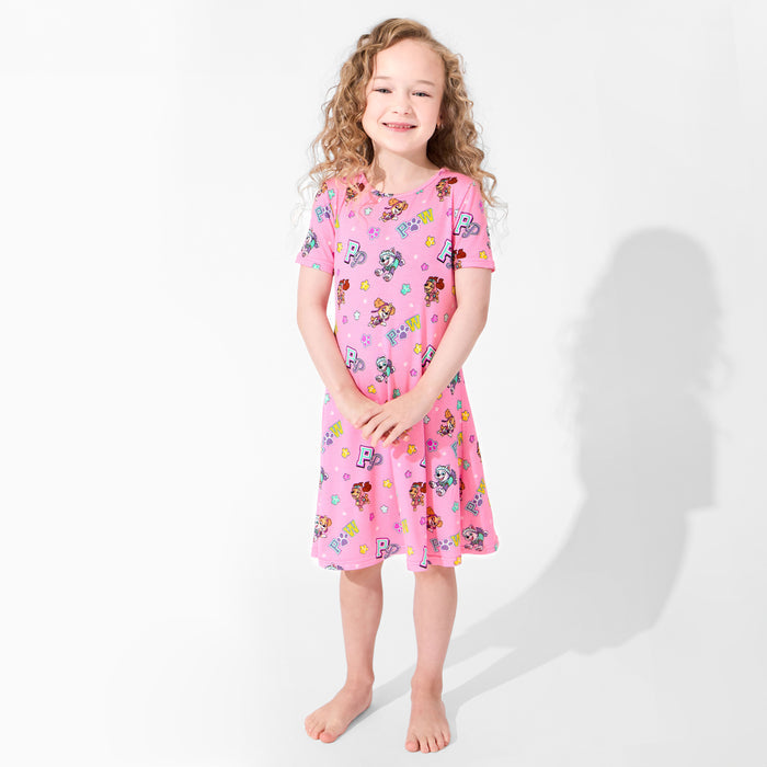 PAW Patrol: Varsity Pink Bamboo Girls' Short Sleeve Dress