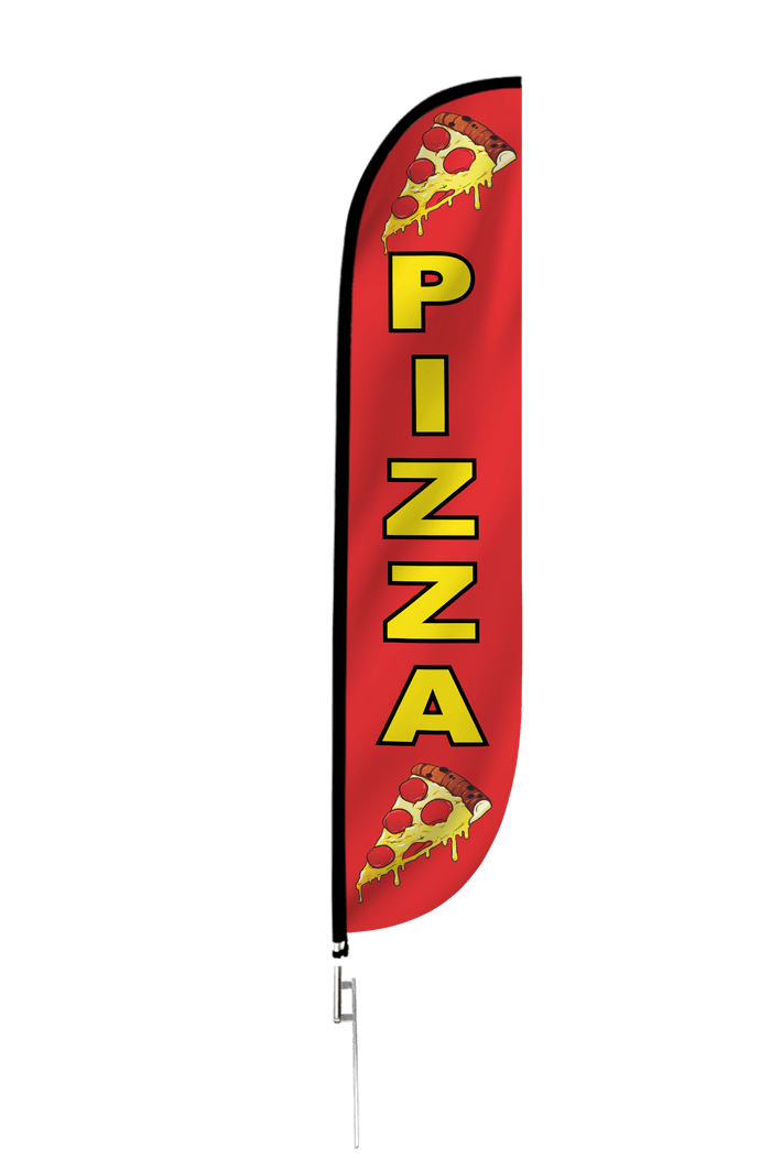 Pizza Slices Feather Flag Red