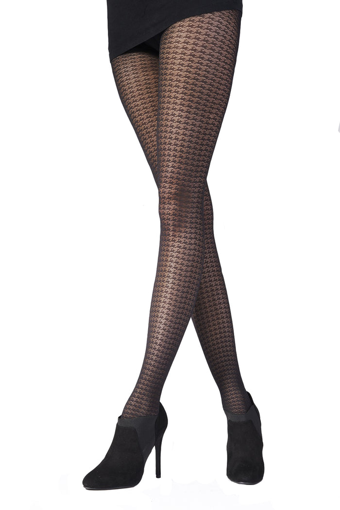 Pretty Polly Women's Dogtooth Tight One Size Black - PNAUY7