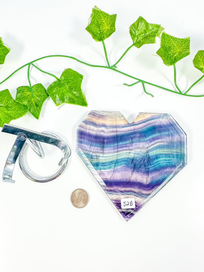 Rainbow Fluorite Heart on Stand (52B)