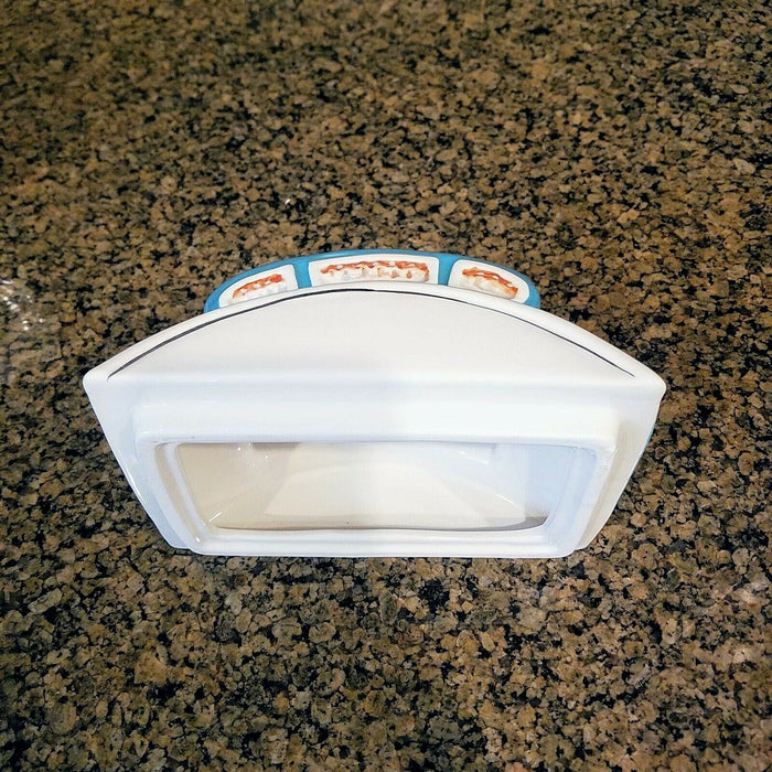 Retro Camper Cookie Jar Turquoise Ceramic Blue Sky Goldminc Kitchen Decor