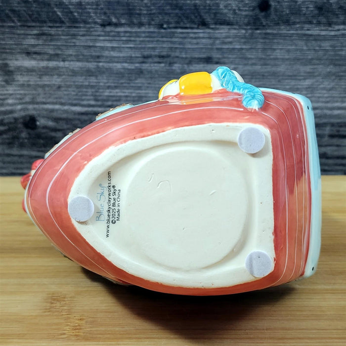 Sailboat Tealight Candle Holder Whimsical Nautical Ceramic Coastal Blue Sky