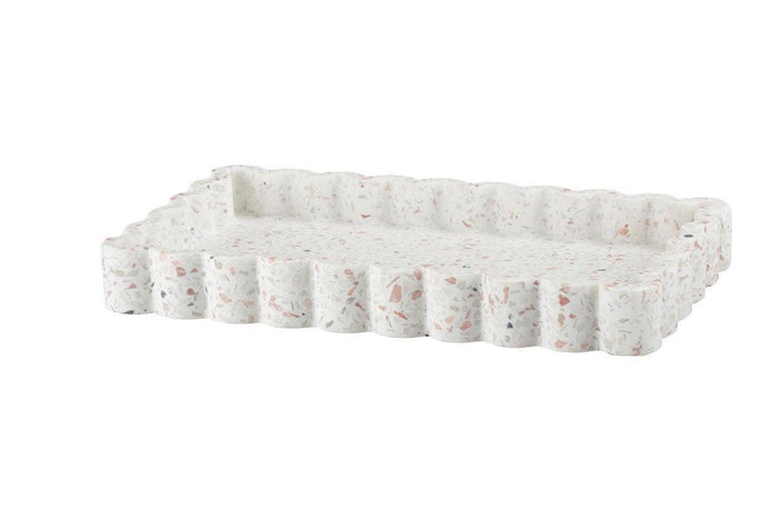 TRUU Terrazzo Tray with Scalloped Edge