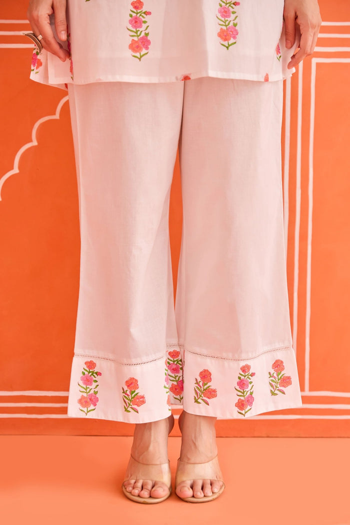 White Floral Hand Block Print Co - ord Set - Tara - C - Tara