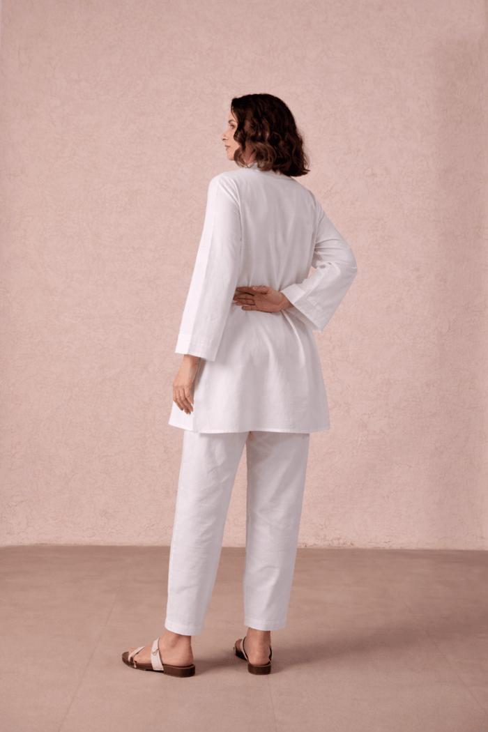 White Solid Checks Cotton Coord Set - Tara - C - Tara