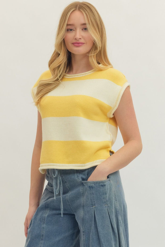 Yellow Stripe Knit Tank