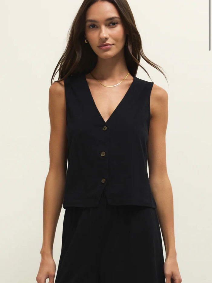 ZSUPPLY NOELLE JERSEY TOP-TRUE BLACK