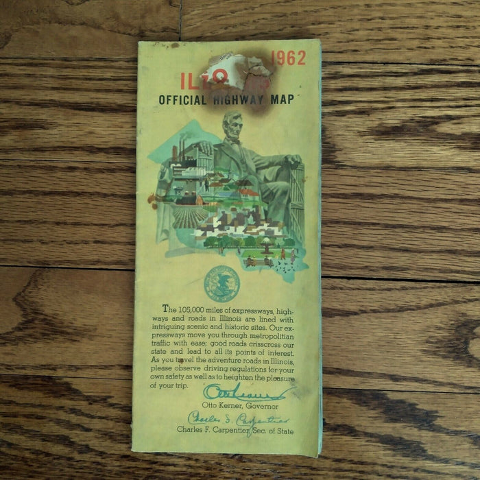 1962 Official Illinois State Highway Transportation Travel Road Map