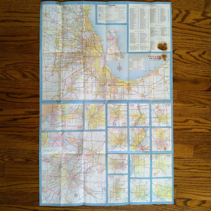 1962 Official Illinois State Highway Transportation Travel Road Map
