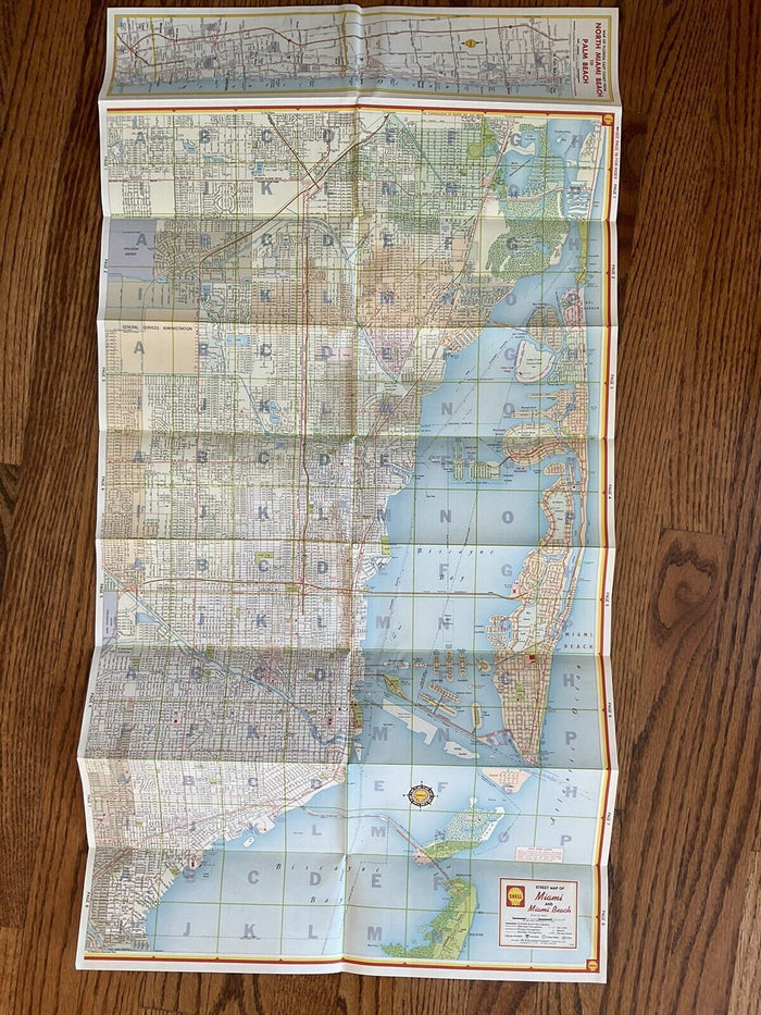 1963 Shell Miami Florida Street Guide Transportation Travel Road Map