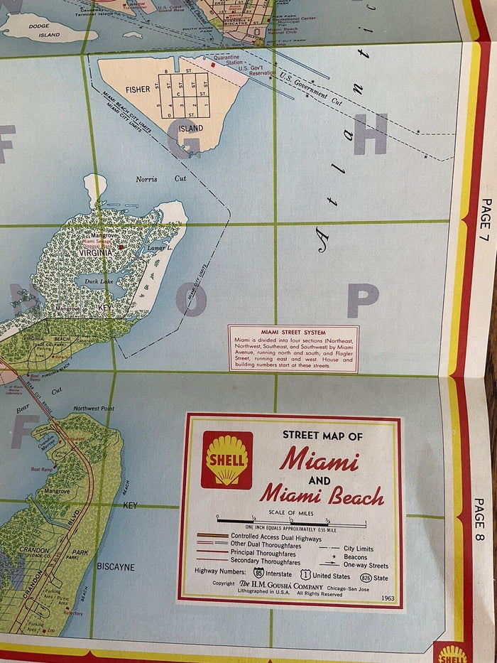 1963 Shell Miami Florida Street Guide Transportation Travel Road Map