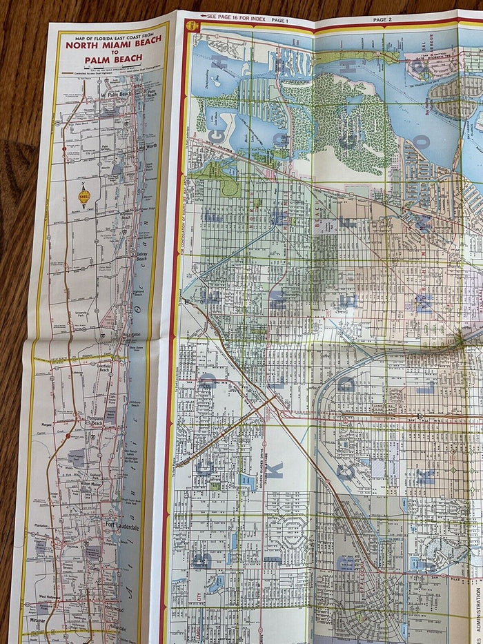 1963 Shell Miami Florida Street Guide Transportation Travel Road Map