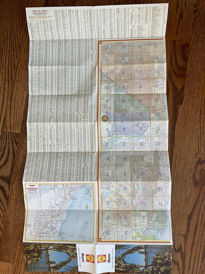 1963 Shell Miami Florida Street Guide Transportation Travel Road Map