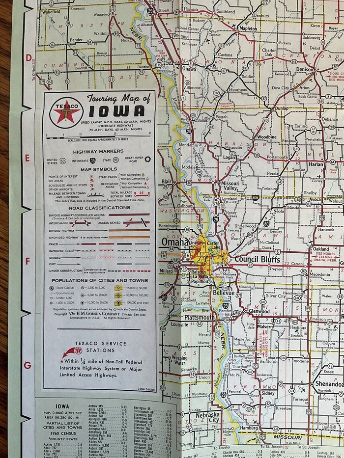 1964 Iowa Standard Oil State Highway Transportation Travel Road Map in US