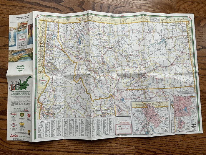 1966 Idaho Montana Wyoming  Sinclair Highway Transportation Travel Road Map
