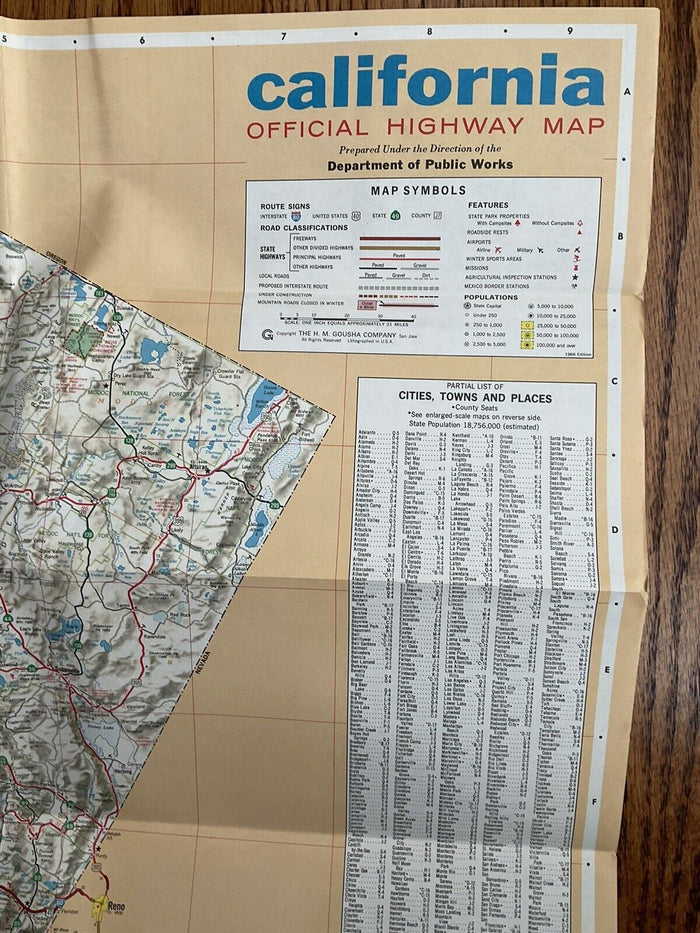 1966 Official California State Highway Transportation Travel Road Map