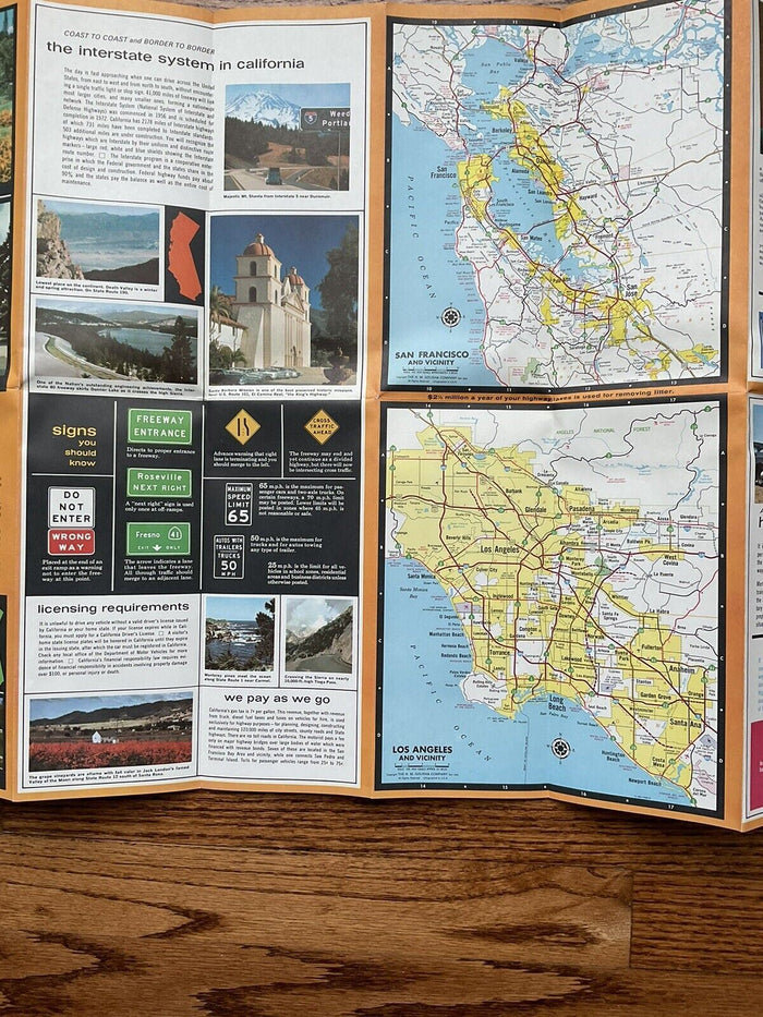 1966 Official California State Highway Transportation Travel Road Map