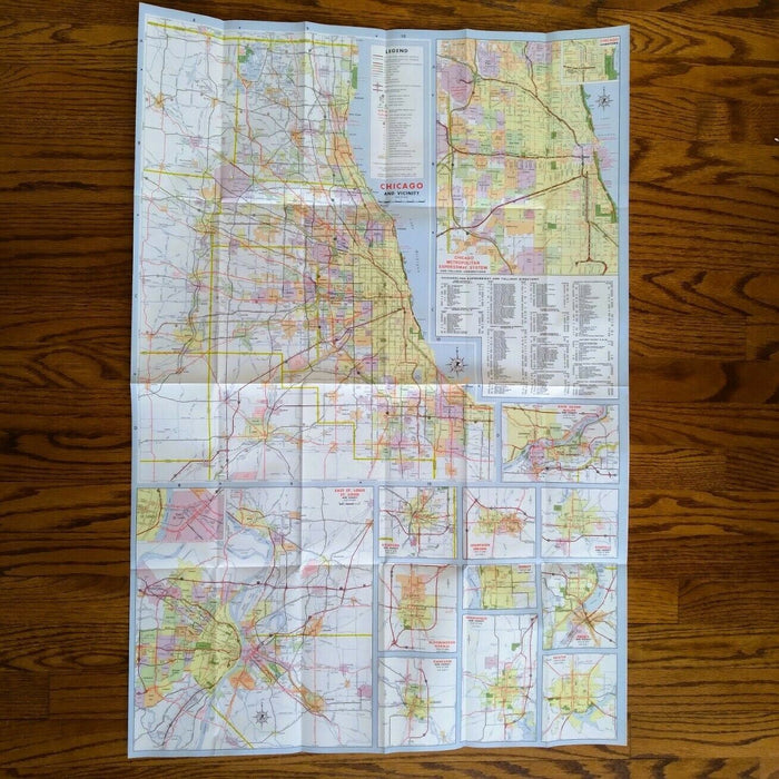 1966 Official Illinois State Highway Transportation Travel Road Map